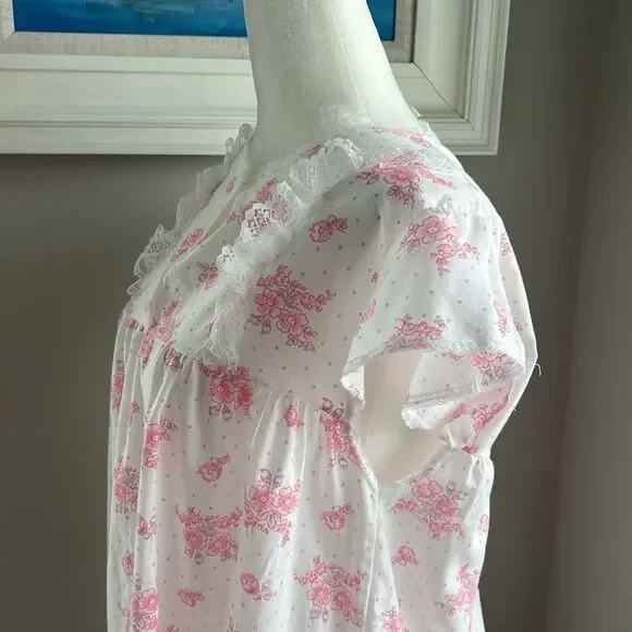 Vintage Pink Floral Short Nightgown Large - Picture 5 of 10